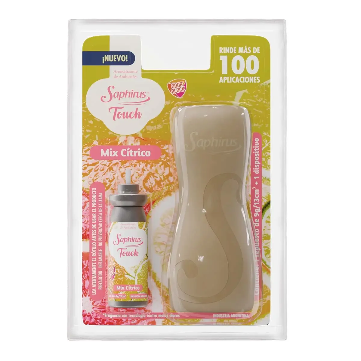Repuesto Touch Mix Cítrico + Dispositivo Golden Sand - 9 grs/13 ml + 1 dispositivo