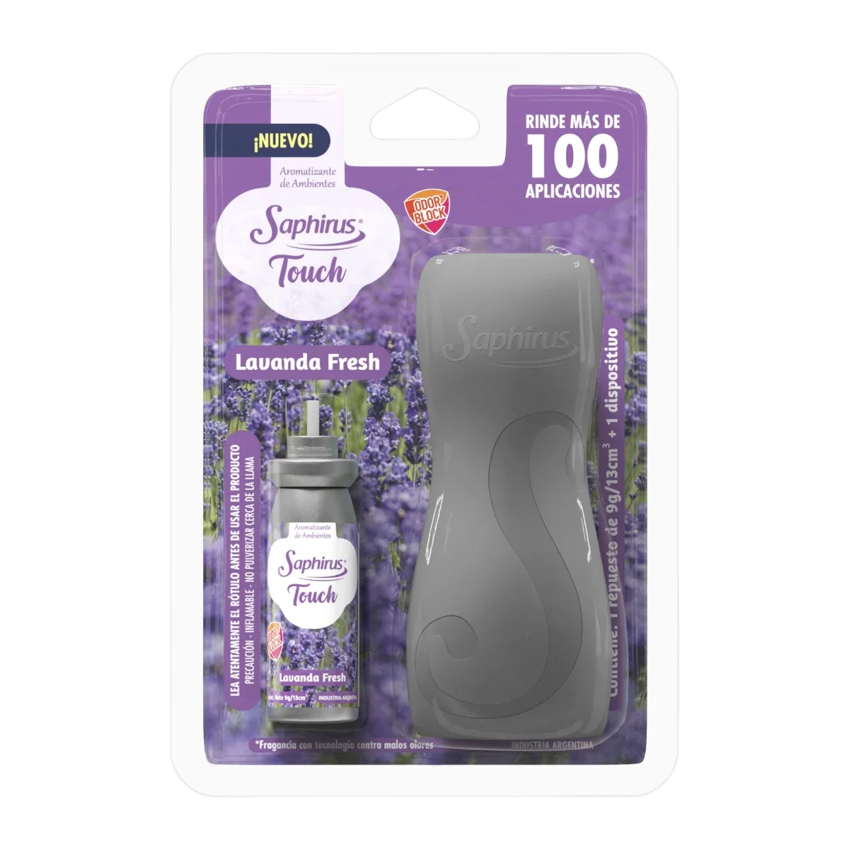 Repuesto Touch Lavanda Fresh + Dispositivo Grey - 9 grs/13 ml + 1 dispositivo